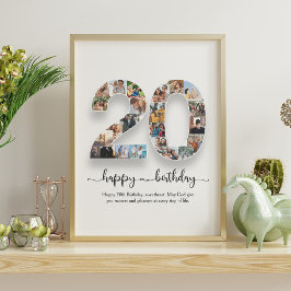 Póster Poster de Collage de fotos de cumpleaños número 20