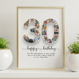Póster Poster de Collage de fotos de cumpleaños número 30
