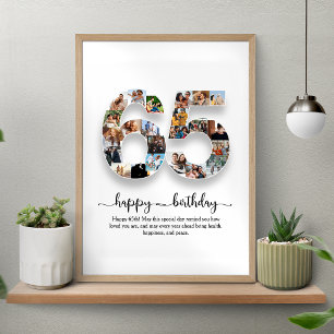 Póster Poster de Collage de fotos de cumpleaños número 65