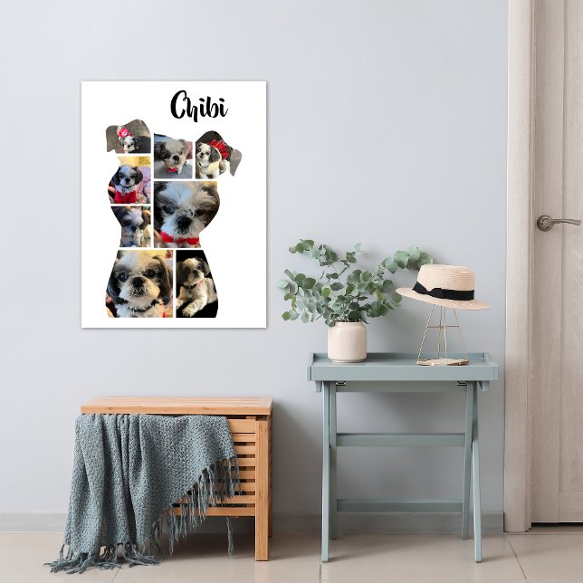 Póster Poster de Collage de fotos de forma de perro (Dog photo collage poster)