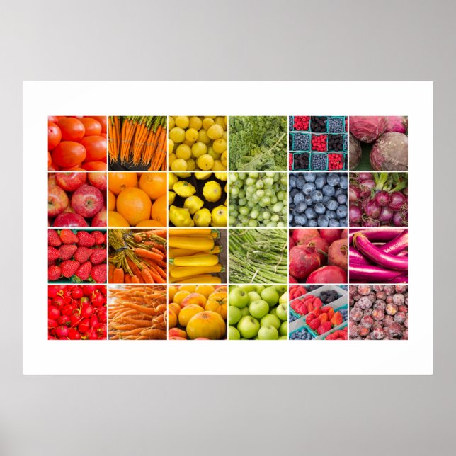 Póster Poster de Collage de frutas y verduras (Frente)