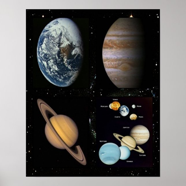 Póster Poster de collage de planetas (Frente)