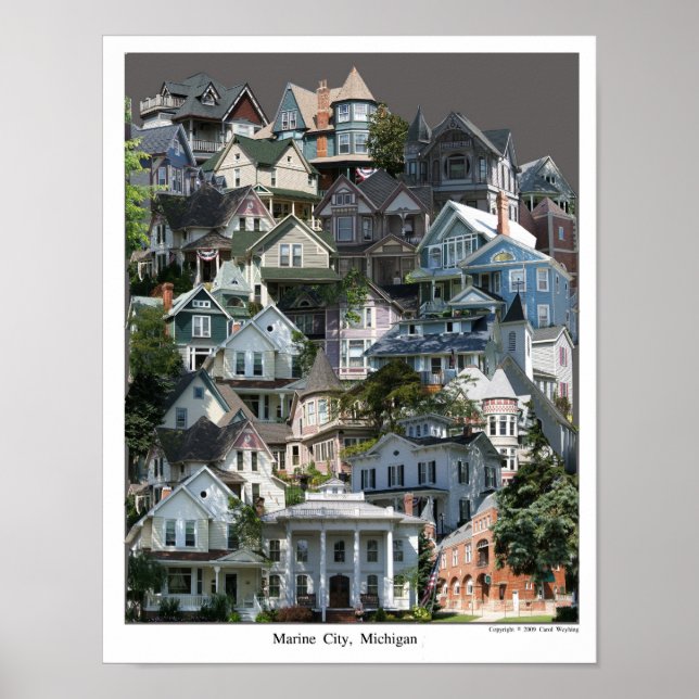 Póster Poster de Collage, Marine City Michigan (Frente)