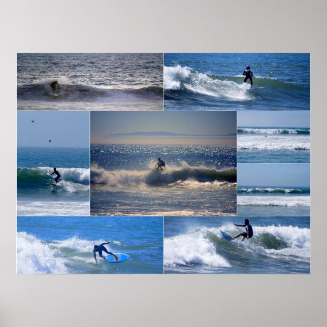 Póster Poster de Collage Surfers de California (Frente)