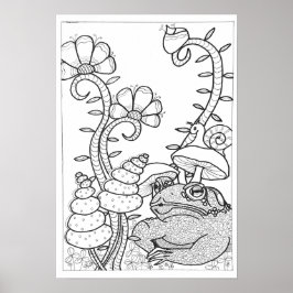 Póster poster de color 13x19 con rana