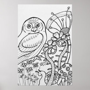 Póster Poster de color búho poster de 16" x24"