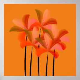 Póster Poster de color de agua brillante Lilies Flowers