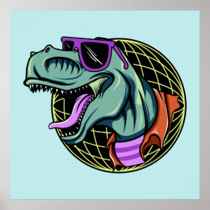 Póster Poster de color de Hipster T-Rex personalizado