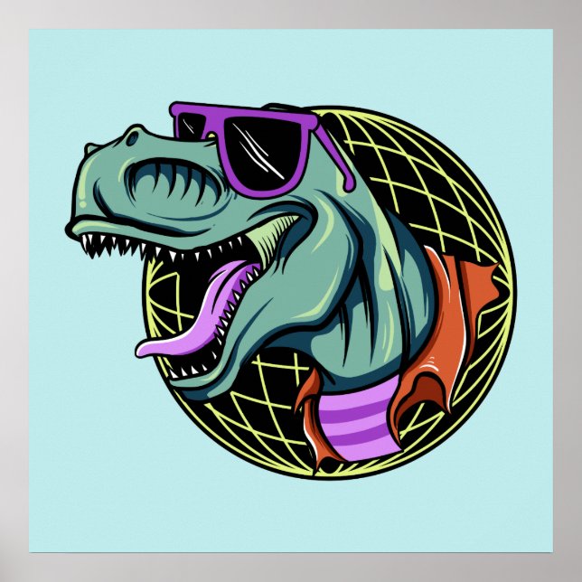 Póster Poster de color de Hipster T-Rex personalizado (Frente)