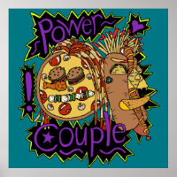 Poster de color de la pareja de alimentación