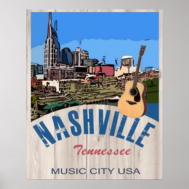 Póster Poster de color de Nashville TN (Frente)