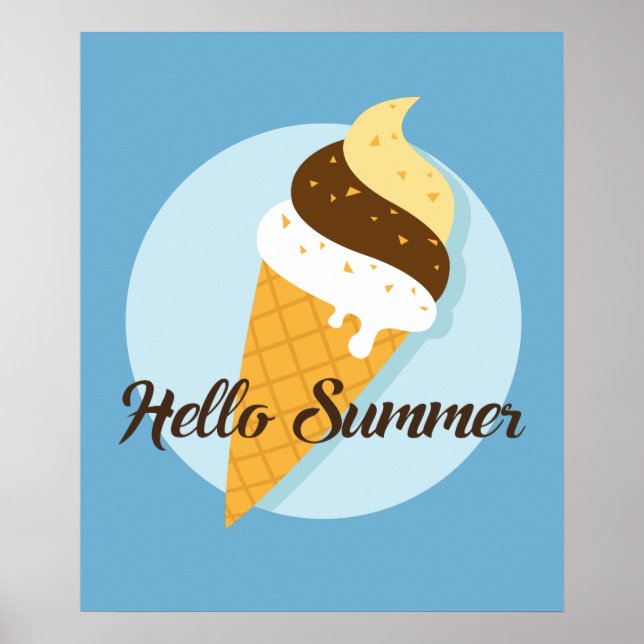 Póster Poster de color Ice Cream Hello personalizado (Frente)