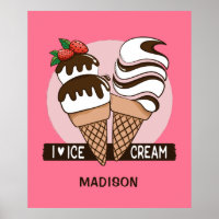 Poster de color y nombre personalizado de Ice Crea