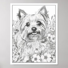 Póster Poster de coloración de perro de Cute Yorkshire Te