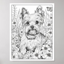 Poster de coloración de perro de Cute Yorkshire Te