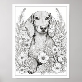 Póster Poster de coloración de perros de Dachshund