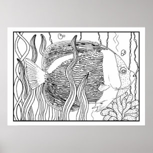 Póster Poster de coloración de yeso de pescado tropical