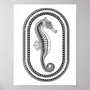 Póster Poster de Coloración para Adultos Seahorse