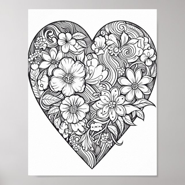 Póster Poster de colorante floral cardíaco (Frente)