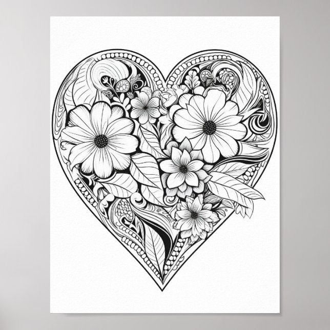 Póster Poster de colorante floral cardíaco (Frente)