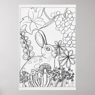 Póster Poster de coloreado de conejo de 16" x24"
