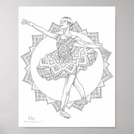 Póster Poster de Colores Adultos Ballerina Mandala Bailar