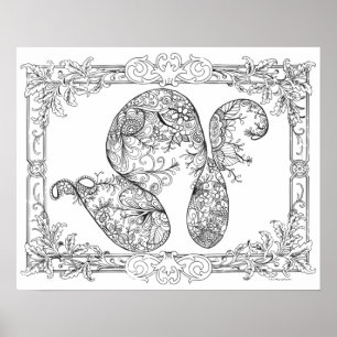 Póster Poster de Colores Adultos "Floral Swirls Art"