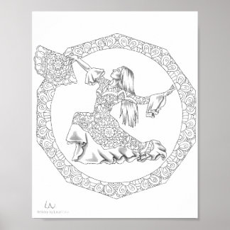 Póster Poster de Colores Adultos Mandala Flamenco