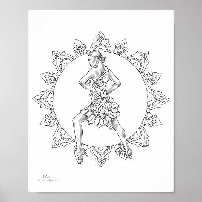 Póster Poster de Colores Adultos Salsa Mandala Bailarina (Frente)