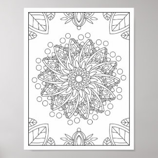 Póster Poster de colores de las flores Jardín Mandala