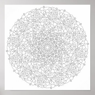 Póster Poster de colores - Estrella de burbujas Mandala