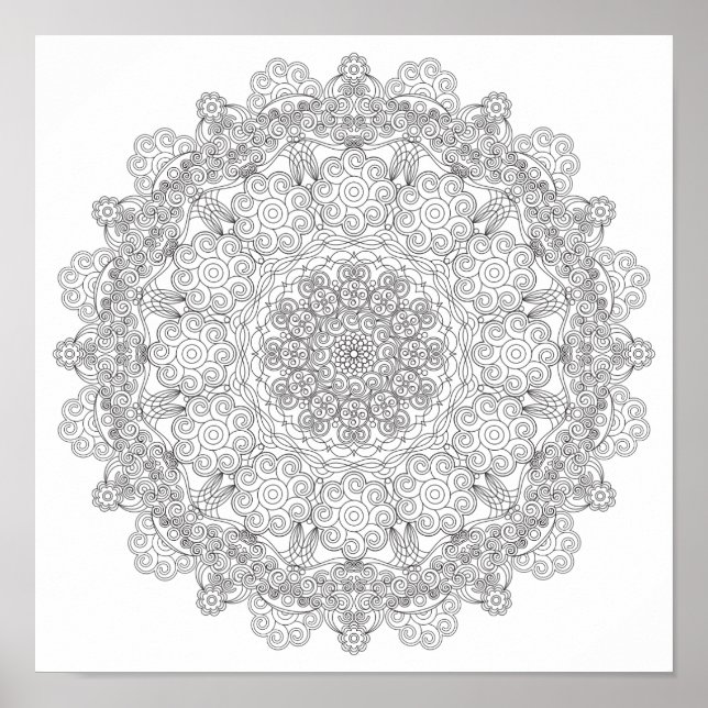 Póster Poster De Colores - Swirly Lacy Mandala (Frente)
