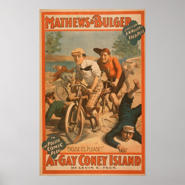 Póster poster de comedia musical en "gay Coney Island" #1 (Frente)