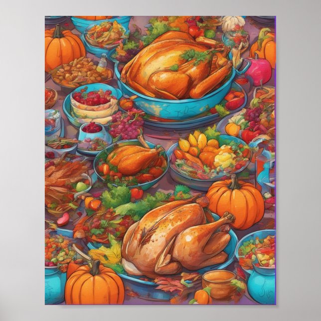 Póster Poster de comida creativa de Acción de Gracias (Frente)