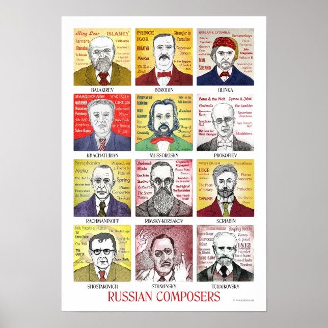 Póster Poster de compositores rusos (Frente)