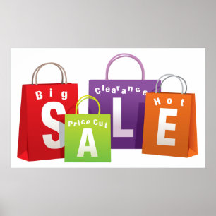 PÓSTER POSTER DE COMPRAS DE VENTA DE BOLSAS MINORISTAS