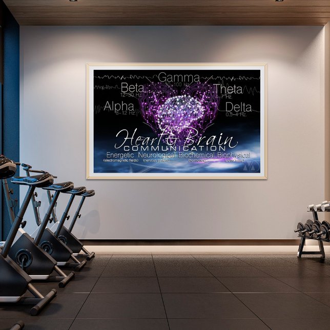 Póster Poster de comunicación del cerebro del corazón (Wellness Center Abstract Heart Brain print)