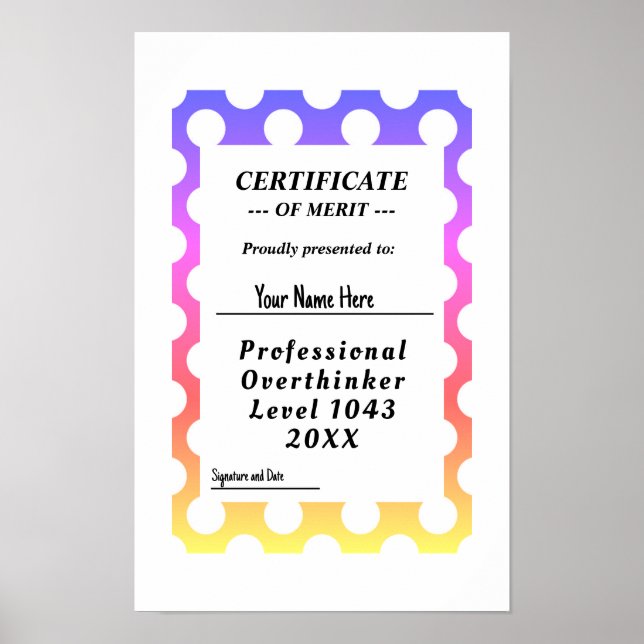 Póster Poster de concesión de certificados de sobrepensad (Frente)