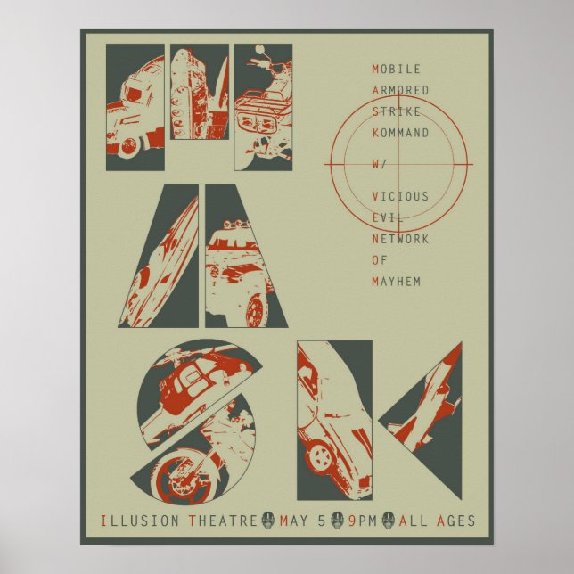 Póster Poster de concierto de máscara #3 (Frente)
