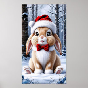 Póster Poster de conejito de Santa Hat