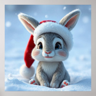 Póster Poster de conejito de Santa Hat