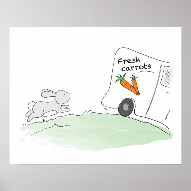 Póster Poster de conejito lindo (Corriendo por zanahorias (Frente)