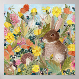 Póster Poster de Conejo Marrón y Dandelions