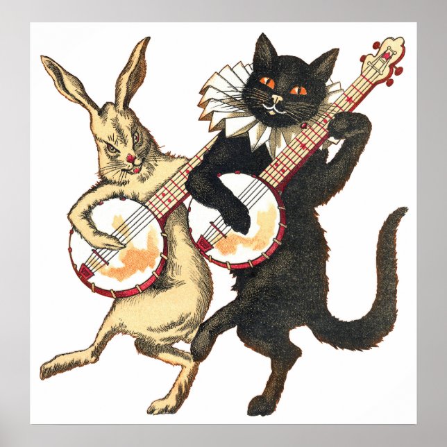 Póster Poster de conejos y gatos (Frente)