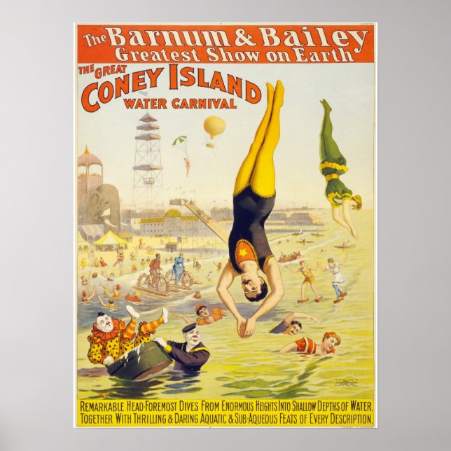Póster Poster de Coney Island Vintage Circus Acrobats (Frente)