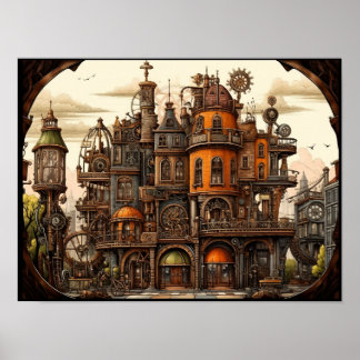 Póster Poster de construcción Steampunk
