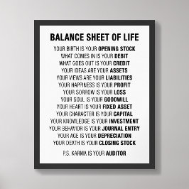 Póster Poster de Contabilidad de Balance de Vida Divertid