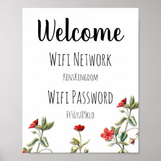 Póster Poster de contraseñas de Wifi de bienvenida