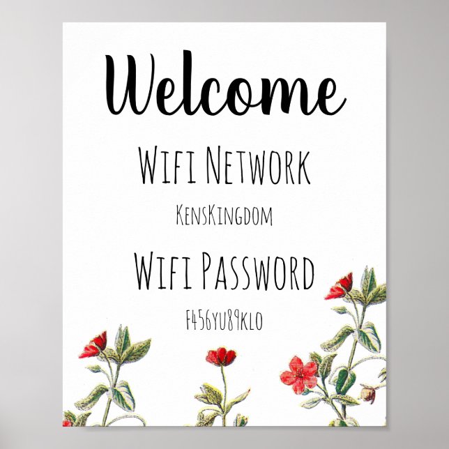 Póster Poster de contraseñas de Wifi de bienvenida (Frente)