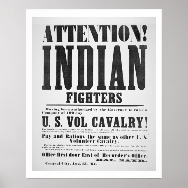 Póster Poster de Contratación para la Caballería Voluntar (Frente)